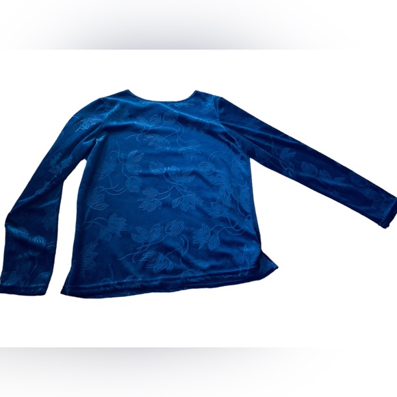 Rendezvous Vintage 90s Blue Velvet Goth Witchy Whimsygoth Moody Floral Top - Picture 2 of 4